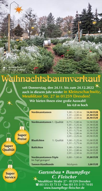 Weihnachtsbaumverkauf 2022 - Meußlitzer Straße 27 in 01259 Dresden 